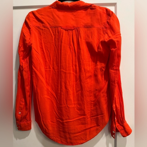 Maeve anthropologie red orange collared flowy button down top - Picture 2 of 7